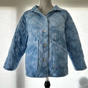 Bagatelle Collection Sky Blue Quilted Shacket Relaxed Fit Large